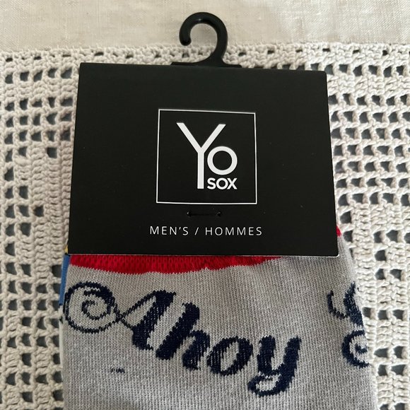 NEW with tags YoSox grey, red, navy, white & yellow socks men’s size 7-12 rare - Picture 2 of 9